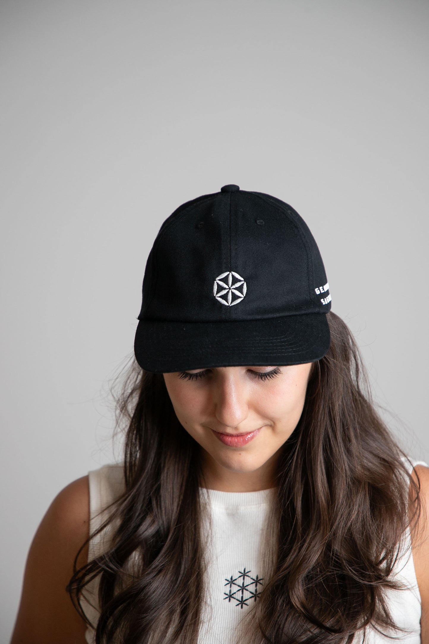 Boné 6-panel "Geometria Sagrada" (preto)