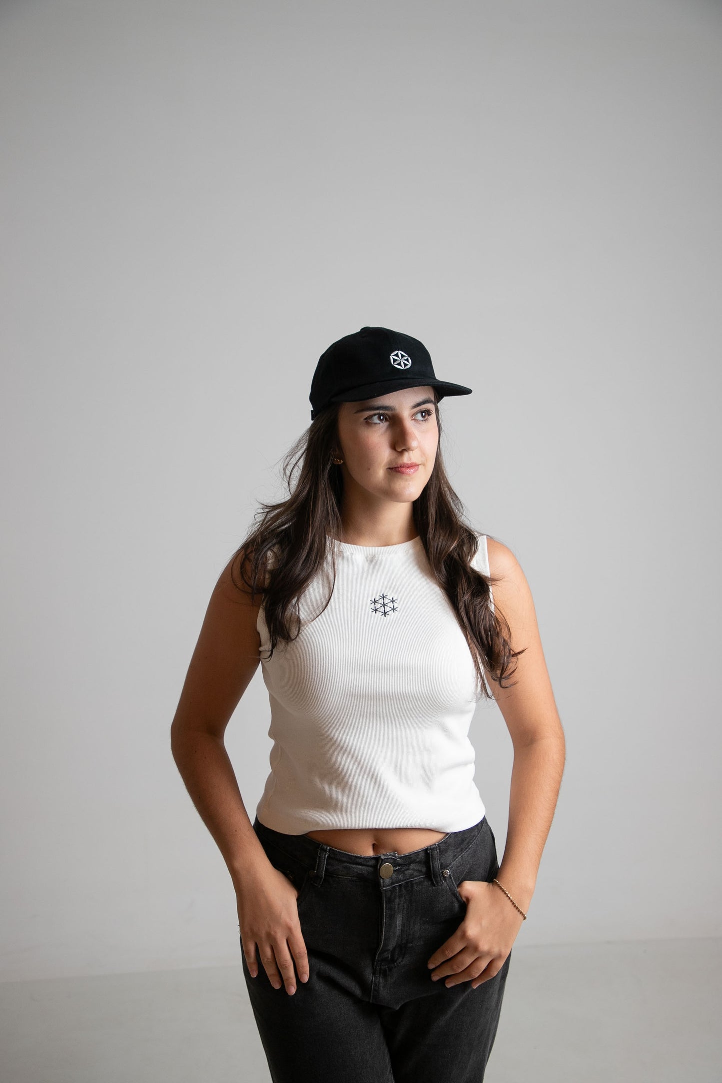 Boné 6-panel "Geometria Sagrada" (preto)