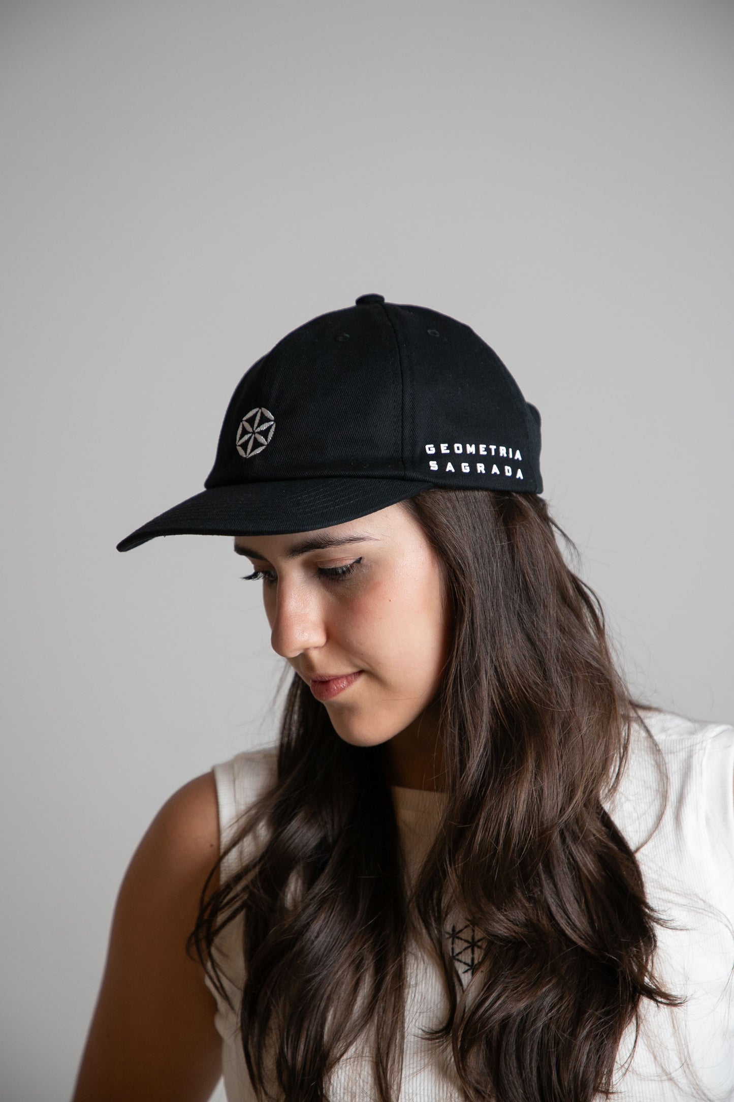 Boné 6-panel "Geometria Sagrada" (preto)