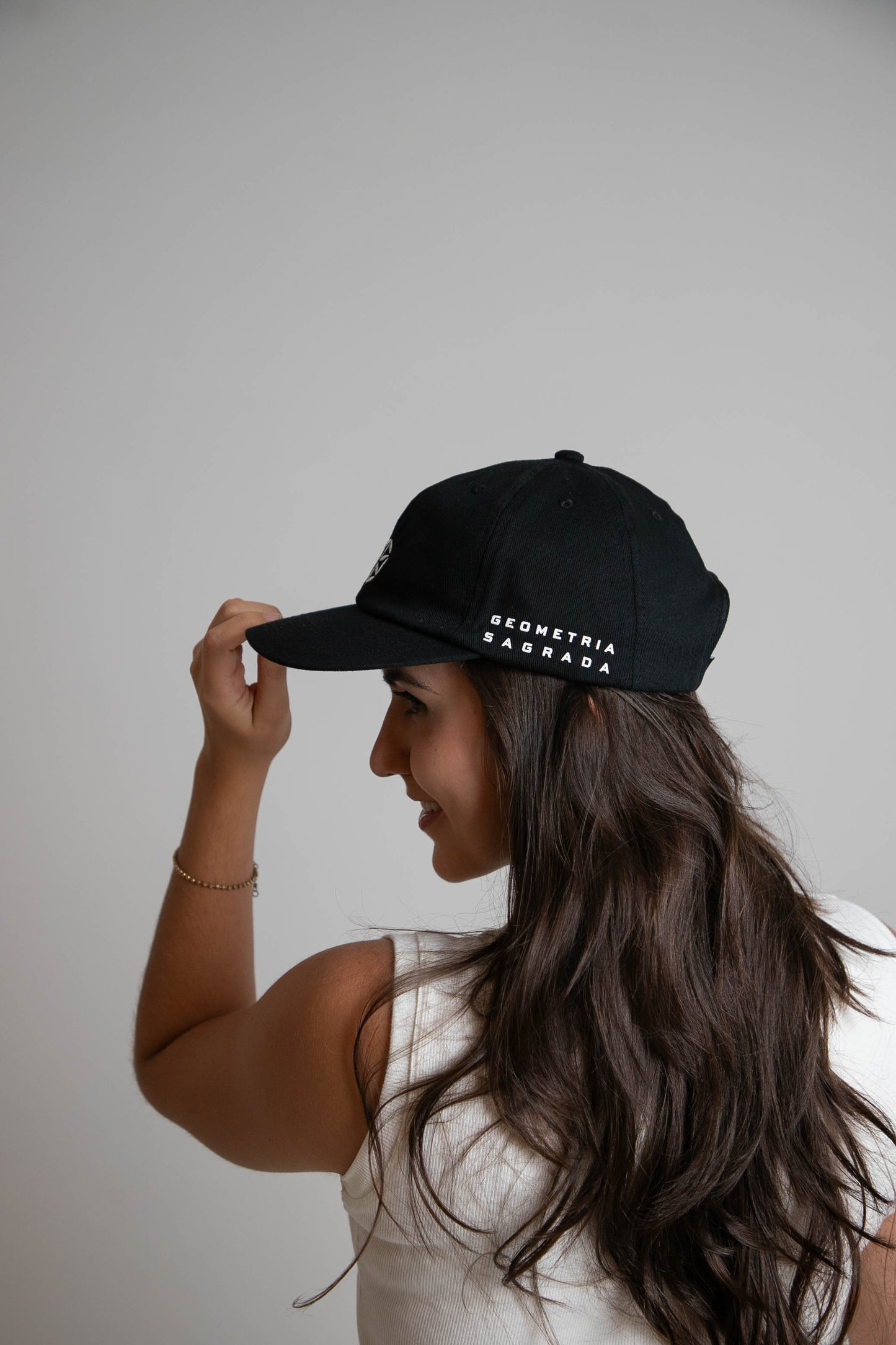 Boné 6-panel "Geometria Sagrada" (preto)